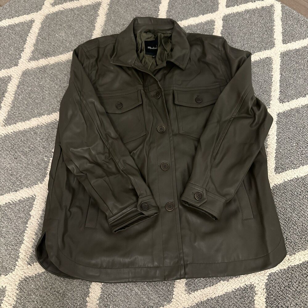Madewell Vegan Leather Chore Jacket‎ sz L New!!! Dried Olive